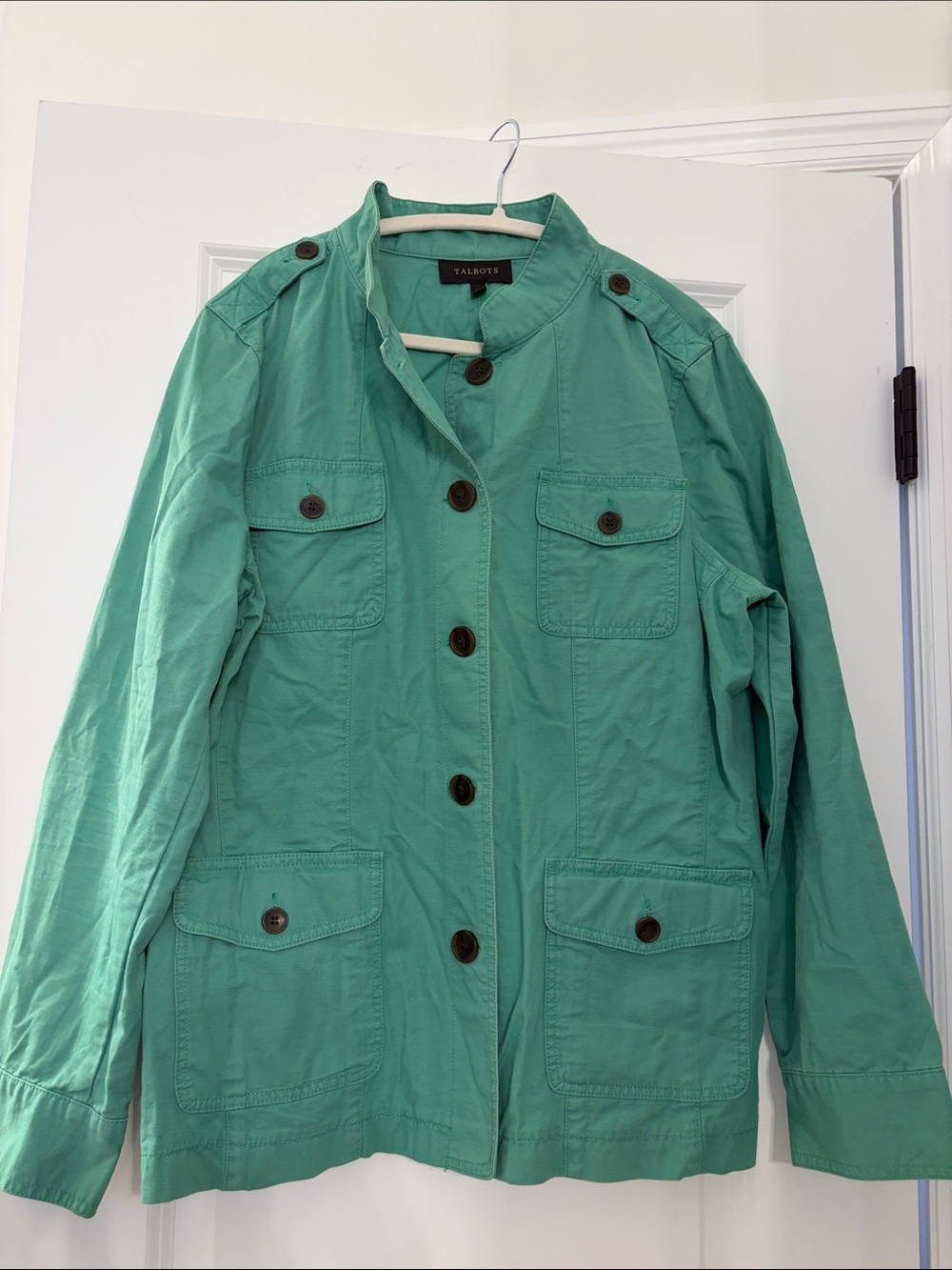 Talbots Mint Green Utility Jacket with Button Pockets